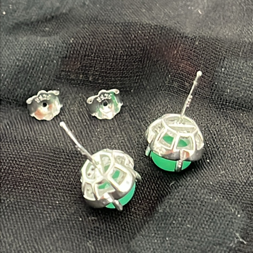 Australian Jade 14KGP Stud Earrings - Picture 3 of 4